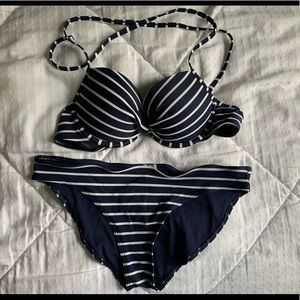 Aerie Navy and White Bikini Set